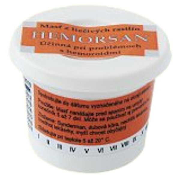Užívateľské balenie prípravku Hemorsan pre liečenie hemeroidov.